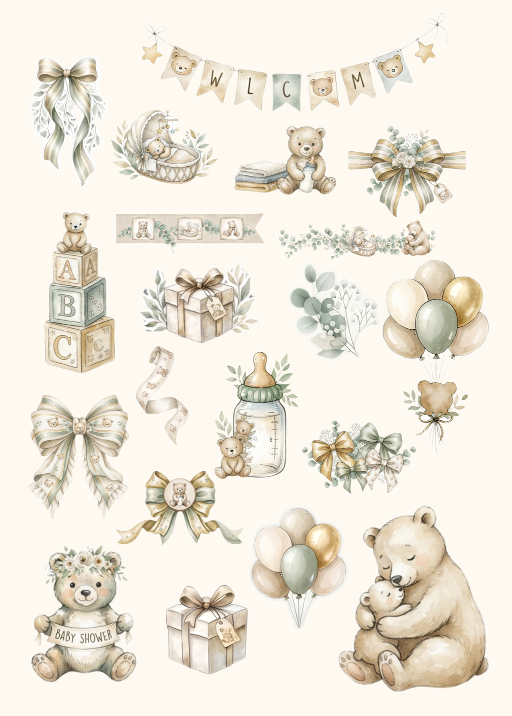 NEUTRAL BEAR BABY SHOWER INVITE
