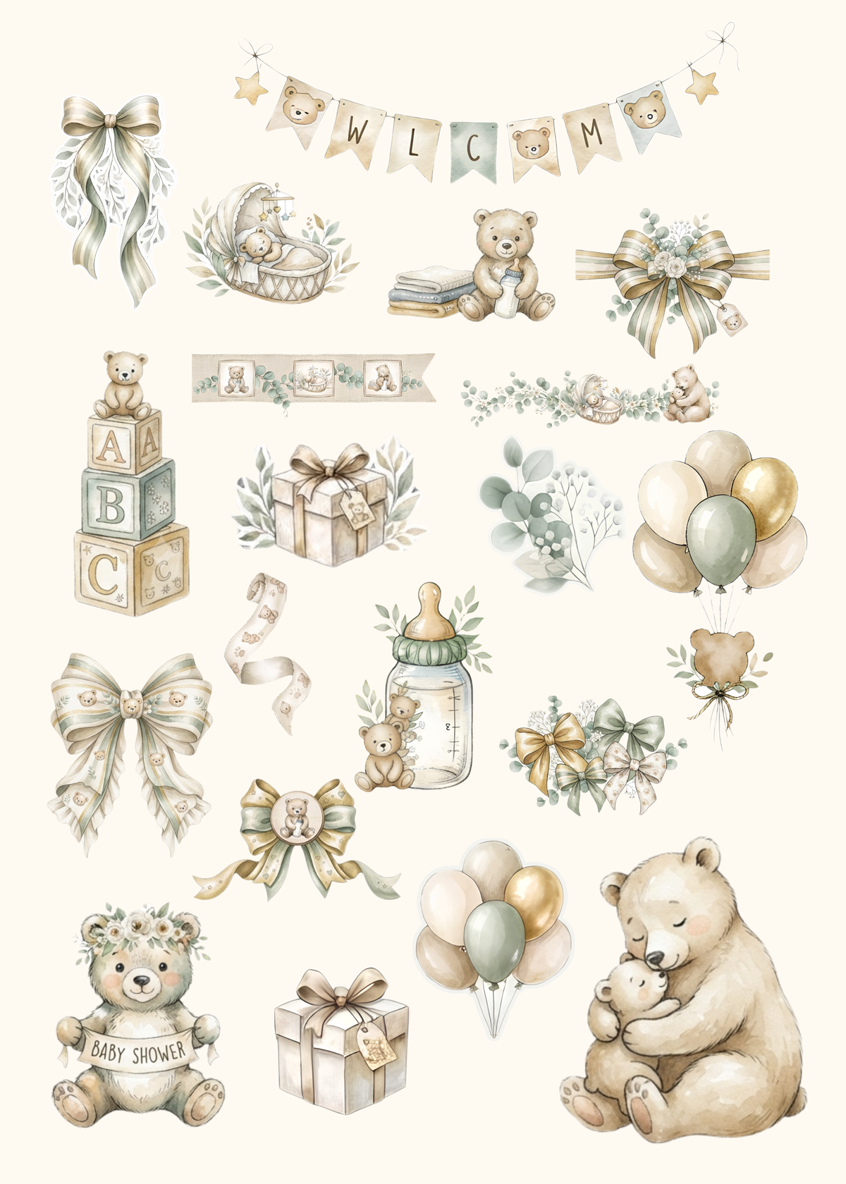 NEUTRAL BEAR BABY SHOWER INVITE